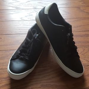 Black and White Faux-Leather Sneakers